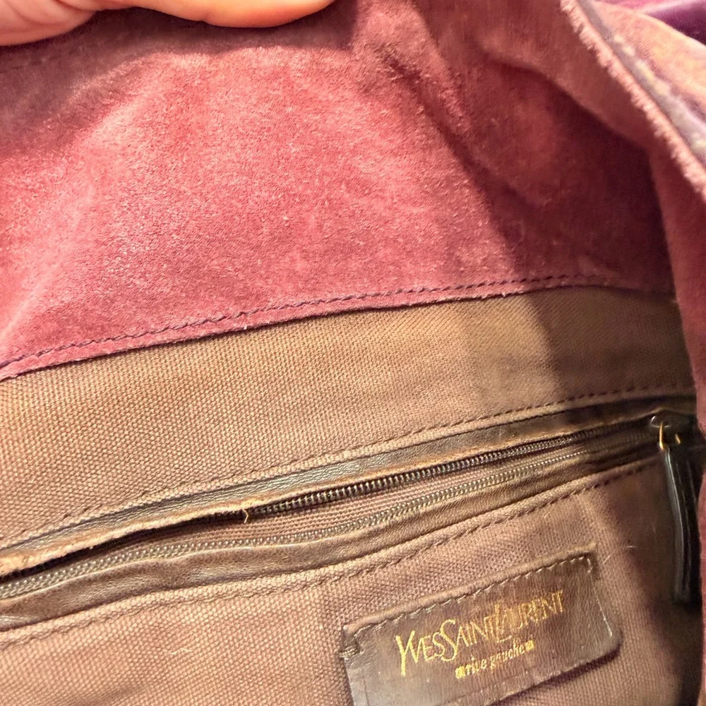 Yves Saint Laurent Vintage Purple Marbled Leather downtown bag (largest size) - Picture 6 of 6